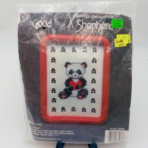 Pandas Heart Cross Stitch Kit NOS Vintage New Old Stock Crosstitch Good Shepherd
